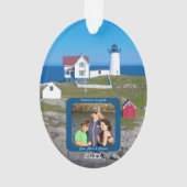 Nubble Lighthouse Familie Foto Kerstmis Ornament (achterkant)
