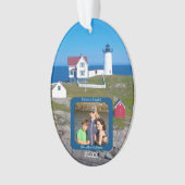 Nubble Lighthouse Familie Foto Kerstmis Ornament (voorkant)