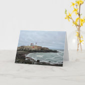 Nubble Lighthouse Foto Blank Groet Kaart (Gele Bloem)