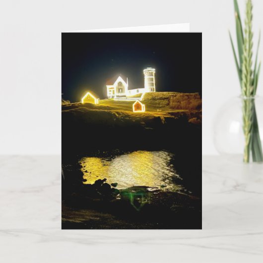 Nubble Lighthouse Foto Blank Groet Kaart (Voorkant)