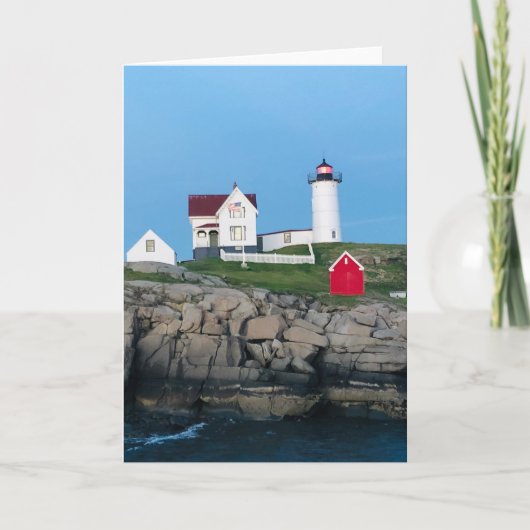 Nubble Lighthouse Foto Blank Groet Kaart (Voorkant)