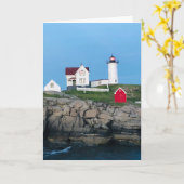 Nubble Lighthouse Foto Blank Groet Kaart (Gele Bloem)