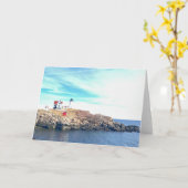 Nubble Lighthouse Foto Blank Groet Kaart (Gele Bloem)