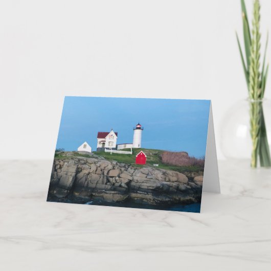 Nubble Lighthouse Foto Blank Groet Kaart (Voorkant)