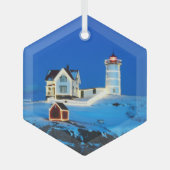 Nubble Lighthouse Glas Ornament (Voorkant)
