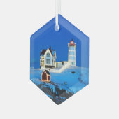 Nubble Lighthouse Glas Ornament (Voorkant links)