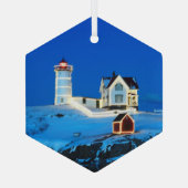 Nubble Lighthouse Glas Ornament (Achterkant)