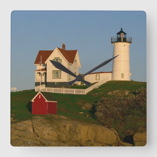 Nubble Lighthouse in York Maine Vierkante Klok (Voorkant)