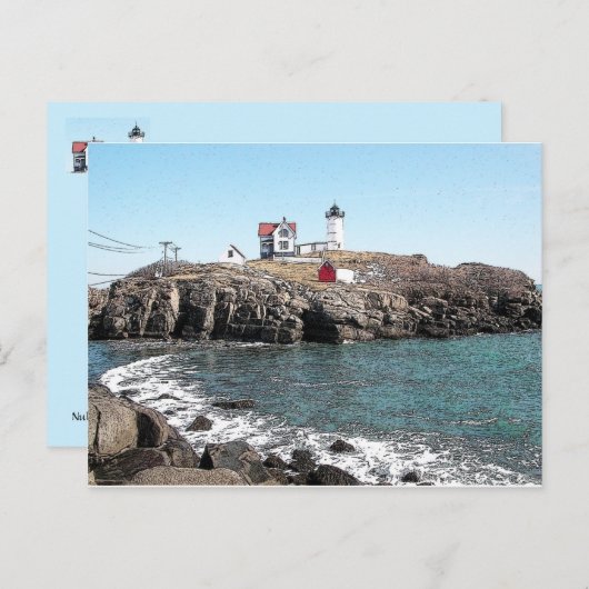 Nubble Lighthouse Ink Sketch Briefkaart (Voorkant / Achterkant)