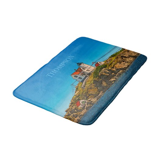 Nubble Lighthouse Maine Nautical Personalized Badmat (Gekanteld)