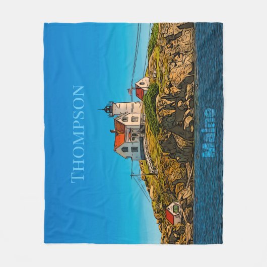 Nubble Lighthouse Maine Nautical Personalized Fleece Deken (Voorkant)