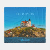 Nubble Lighthouse Maine Nautical Personalized Fleece Deken (Voorkant (Horizontaal))