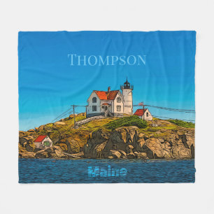 Nubble Lighthouse Maine Nautical Personalized Fleece Deken