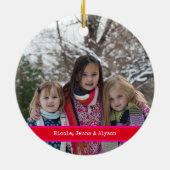 Nubble Lighthouse Red Family Foto Keramisch Ornament (Achterkant)