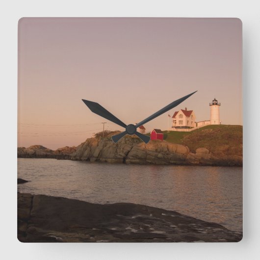 Nubble Lighthouse Vierkante Klok (Voorkant)
