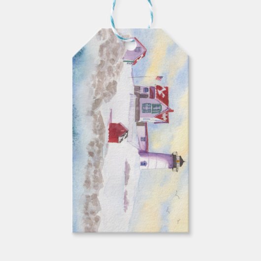 Nubble Lighthouse Winter Gift Label Cadeaulabel (Voorkant)