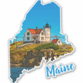 Nubble Vuurtoren Maine Nautical Sticker (Voorkant)