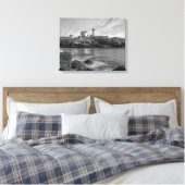 Nubble vuurtoren zwart-wit canvas afdruk (Insitu (Slaapkamer))