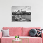 Nubble vuurtoren zwart-wit canvas afdruk (Insitu (Woonkamer))