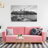 Nubble vuurtoren zwart-wit canvas afdruk (Insitu (Woonkamer))