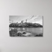 Nubble vuurtoren zwart-wit canvas afdruk (Voorkant)