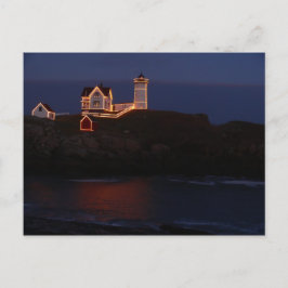 Nubbles Lighthouse Briefkaart-Holiday Lichten Briefkaart
