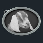 Nubian Dairy Goat Belt Buckle Gesp<br><div class="desc">Nubian Dairy geitenpotlood geschetst en op een zwarte achtergrond - verander de achtergrondkleur door deze knoop aan te passen en dan neer neer neer daling voor achtergrondkleur uit te geven</div>