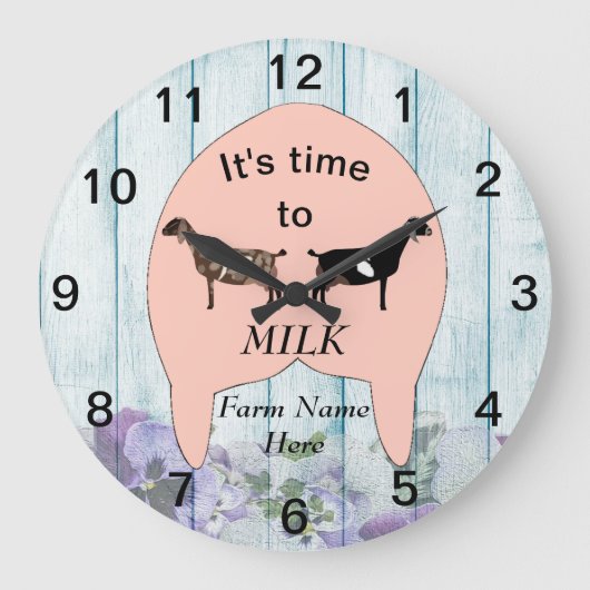 Nubian Dairy Goat Boerderij Udder Large Clock Grote Klok (Voorkant)