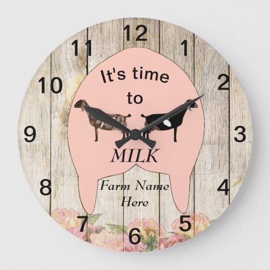 Nubian Dairy Goat Boerderij Udder Large Clock Grote Klok (Voorkant)