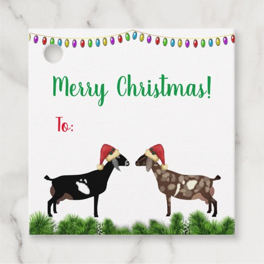 Nubian Dairy Goat Kerstmis Bedankjes Labels (Voorkant)