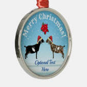 Nubian Dairy Goat Kerstmis in de sneeuw Metalen Ornament (Rechts)