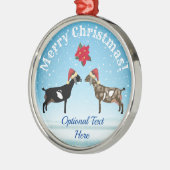 Nubian Dairy Goat Kerstmis in de sneeuw Metalen Ornament (Links)