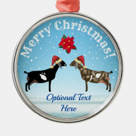 Nubian Dairy Goat Kerstmis in de sneeuw Metalen Ornament