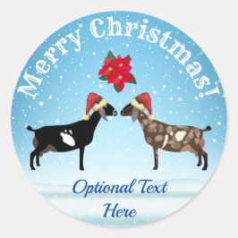 Nubian Dairy Goat Kerstmis in de sneeuw Ronde Sticker