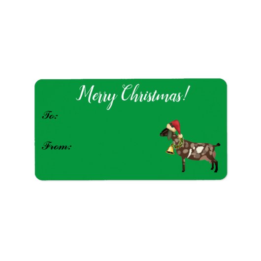 Nubian Dairy Goat met kerstcadeLabel Etiket (Voorkant)