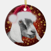 Nubian Dairy Goat Santa Hat kerstversiering Keramisch Ornament (Voorkant)