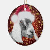 Nubian Dairy Goat Santa Hat kerstversiering Keramisch Ornament (Links)
