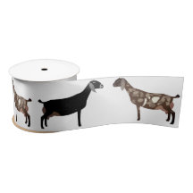 Nubian Dairy Goat White Satin Ribbon