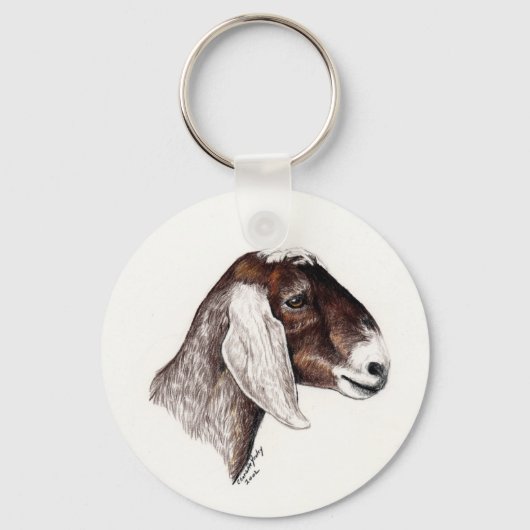 "Nubian Goat" Animal Art Sleutelhanger (Voorkant)
