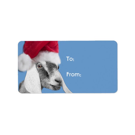 Nubian Goat Santa Goat Label met kerstcadeaus (Voorkant)