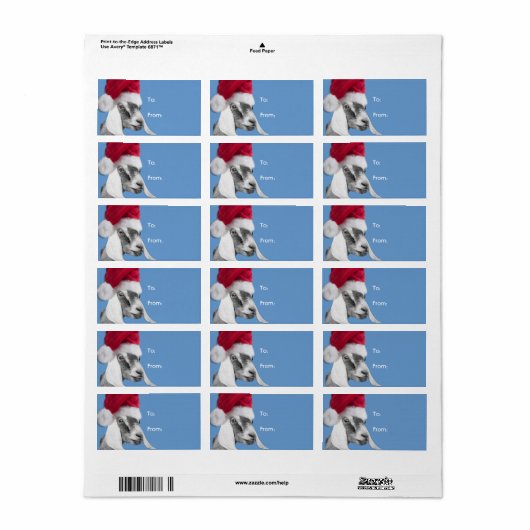 Nubian Goat Santa Goat Label met kerstcadeaus (Full Sheet)
