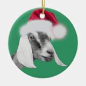 Nubian Goat Santa Hat kerstversiering Keramisch Ornament (Voorkant)