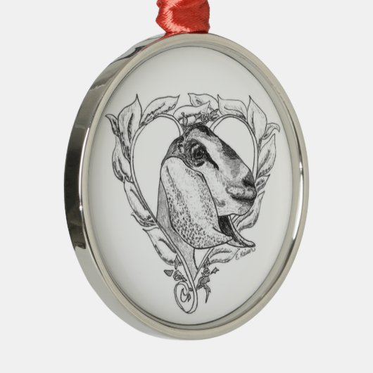 Nubian Head in Heart Metalen Ornament (Rechts)