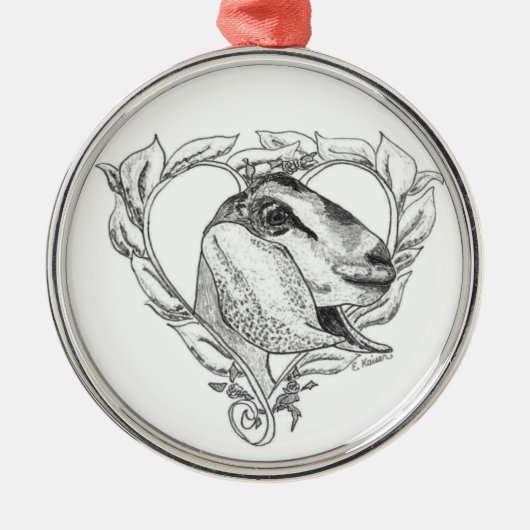 Nubian Head in Heart Metalen Ornament (Voorkant)