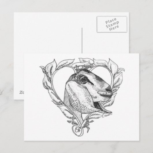 Nubian Head in het hart Briefkaart (Voorkant / Achterkant)