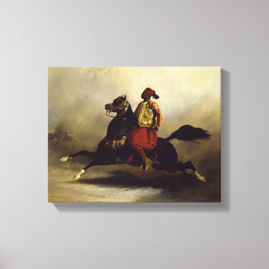 Nubian Horseman bij de Gallop Canvas Afdruk (Voorkant)