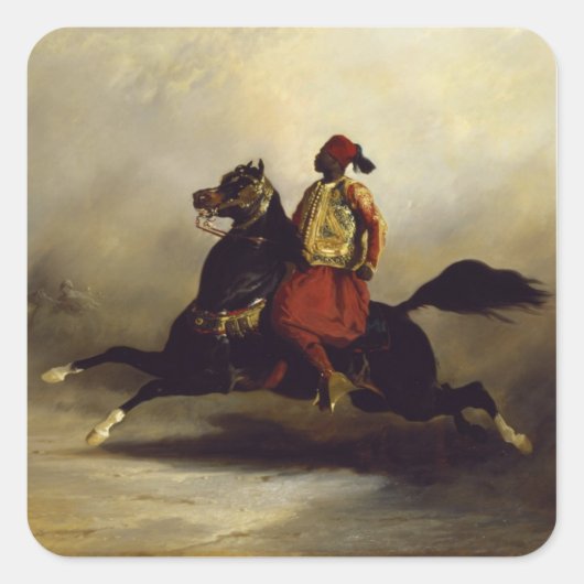 Nubian Horseman bij de Gallop Vierkante Sticker (Voorkant)