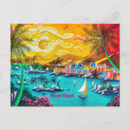 Nubisch dorp Aswan Egypt Reizen Pop Art Briefkaart