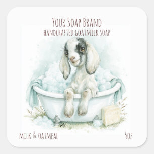 Nubische babyschapen Handgemaakte geitenmelkzeep Vierkante Sticker