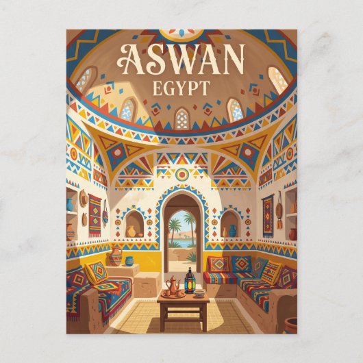 Nubische Huis Egypte Briefkaart (Voorkant)
